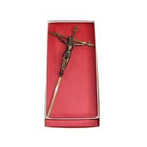 VTG Brass 10" INRI Jesus Wall Hanging Crucifix Cross Christianity Religious